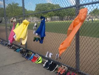 runners gear drying in the wind