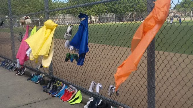 runners gear drying in the wind